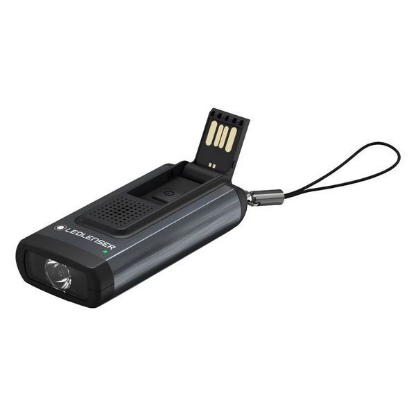 LedLenser K6R Gray Keychain Flashlight with Red Light Mode, Rechargeable, 400/200/20